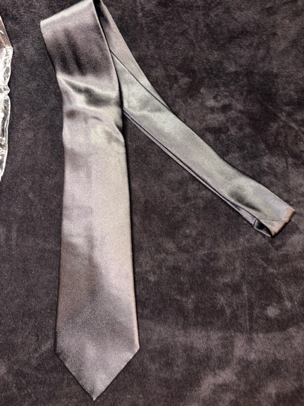 NWT Geoff Nicholson Men's 519 GN Solid Black Satin Silk Necktie OS Formal Wear